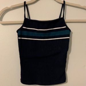 navy with green and white stripes tank top